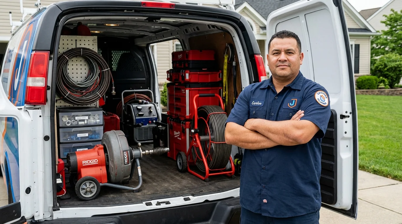 Professional drain cleaning equipment and Johns Plumbing LLC plumber in McClusky