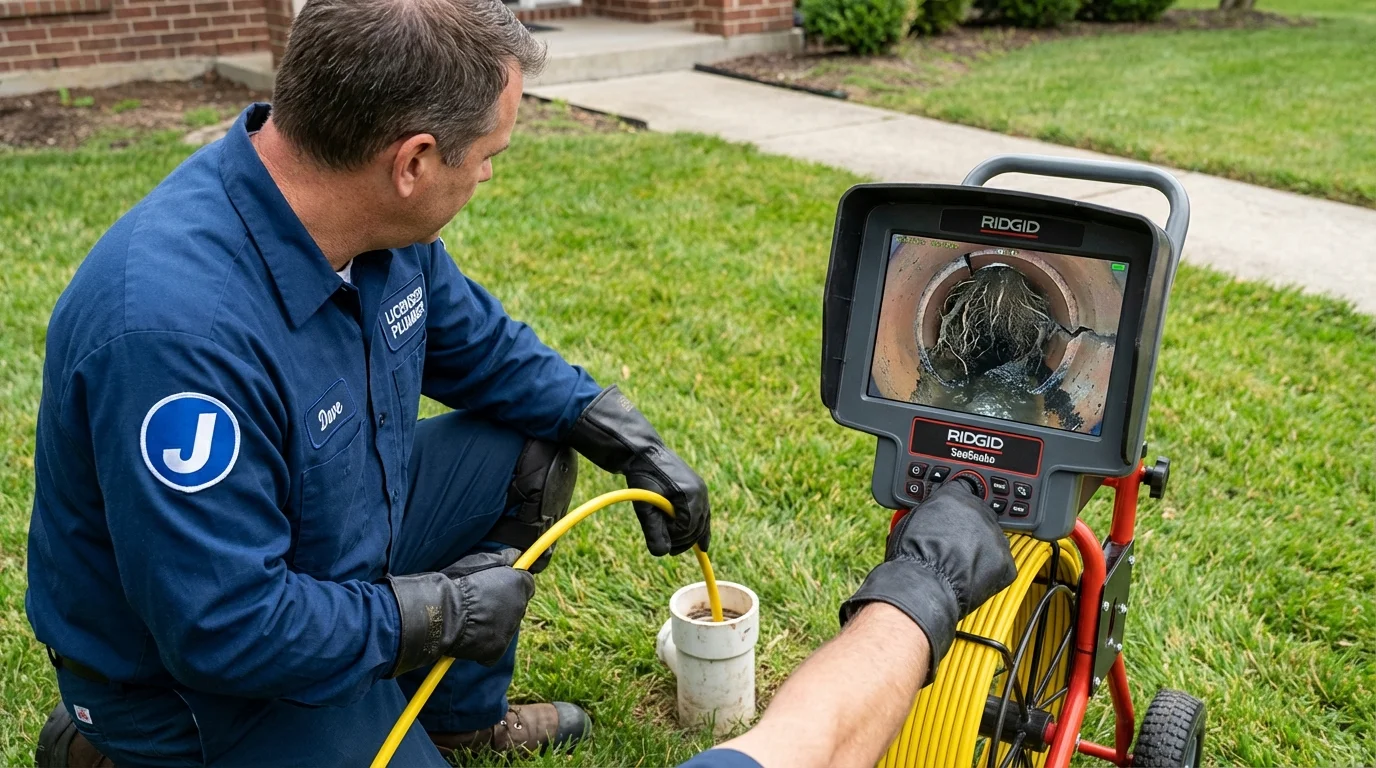 Sewer camera inspection being performed by Johns Plumbing LLC in McClusky